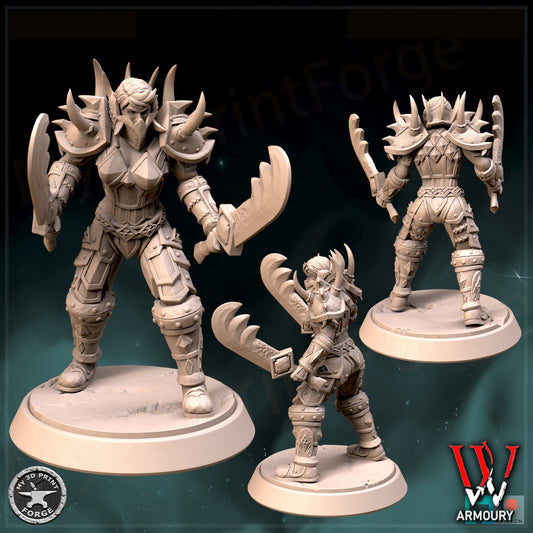 Female Human Warrior Attack Tier 1 25mm Base Tabletop Wargaming Miniature