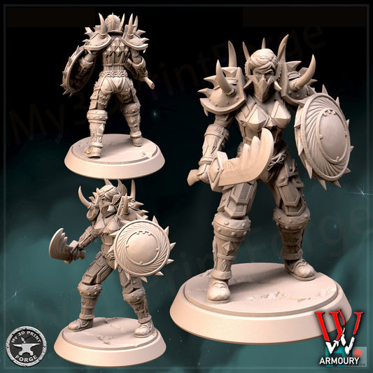 Female Human Warrior Tank Tier 1 25mm Base Tabletop Wargaming Miniature