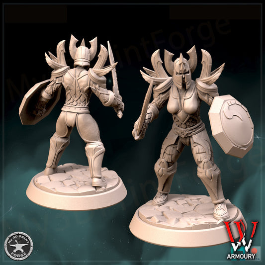 Female Human Paladin Tier 1 Tank 25mm Base Tabletop Wargaming Miniatures