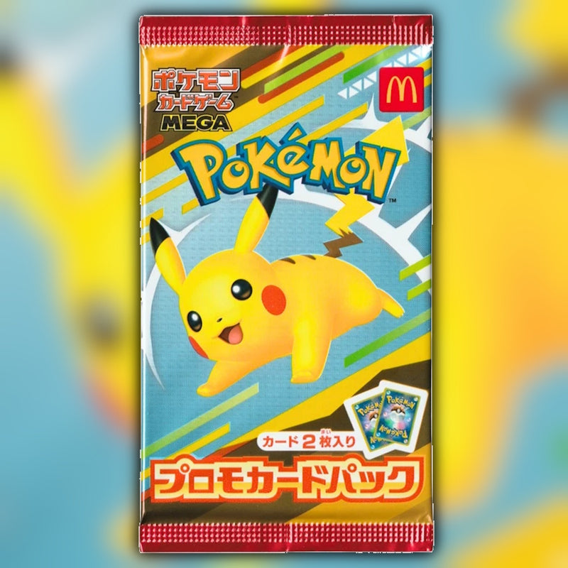Pokemon McDonald's Japan Promo Pack 2025 - Burgerchu Pikachu MEGA campaign packaging front artwork