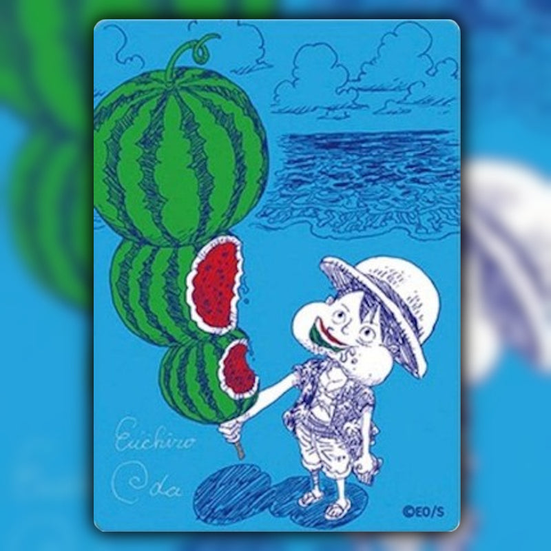 One Piece NatsuComi 2026 Luffy Metakira Promo Card - Eiichiro Oda watermelon summer artwork